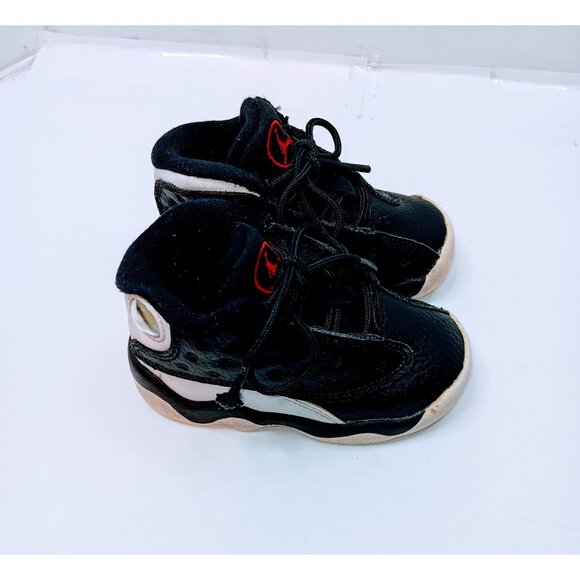 Nike Air Jordan 13 Retro Infant Shoes 5C Black/Red Leather Basketball Sneakers - Picture 3 of 7